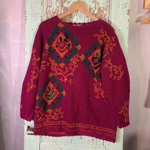 Women’s vintage Le Moda hand knitted sweater with a unique geometric design